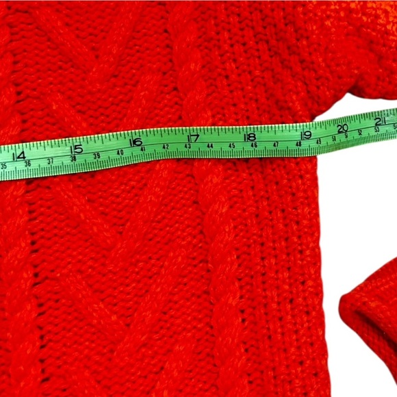Madewell Red Crew Neck cable knit Sweater ribbed hems oversized fit size xxs - Picture 10 of 12